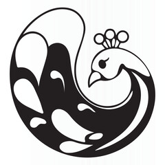 Stylized silhouette of peacock vector illustration for an icon ,t-shirt and peacock template logo	