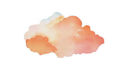 Abstract watercolor stain in warm orange, pink, and blue hues on white