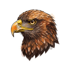 Watercolor Illustration Eagle Close Up Bird Portrait Isolated Design