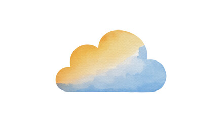 Watercolor cloud with sunrise colors on a white background