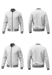 White Bomber Jacket Template Detailed Clothing Fashion Apparel Style 3D