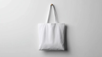 White tote bag on a white wall