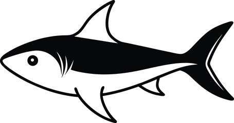 Obraz premium blacktip shark icon line art vector illustration on transparent background