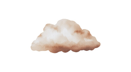 Watercolor illustration of a cloud in earthy tones on a white background