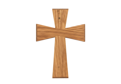 Wooden Cross Religious Symbol on a Transparent Black Background