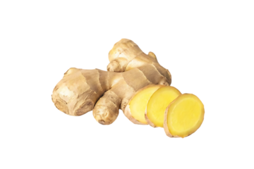 Fresh Ginger Root with Slices on Black Background Healthy Food Ingredient and Natural Remedy Isolated Close Up