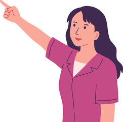 Young woman pointing index finger