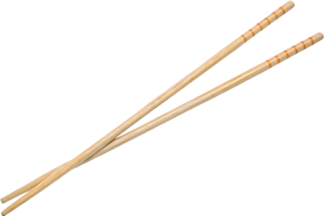 Pair of Wooden Chopsticks with Orange Stripes Isolated on Black Background for Asian Cuisine and Dining Concepts