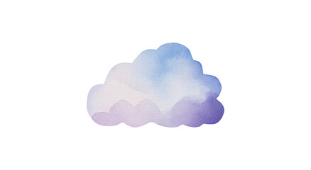 Watercolor cloud in blue and purple on white background