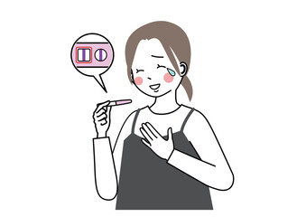 妊娠検査薬　妊娠してうれし泣きしている女性