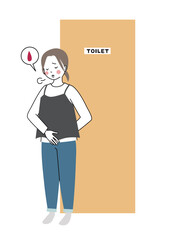 生理が来てトイレの前でがっかり溜息をついている女性