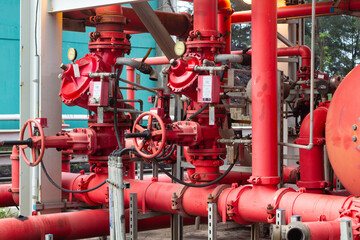Industrial Red hydrant Pipe and Valve System Infrastructure