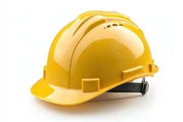 A steadfast yellow hardhat symbolizing safety and protection in construction in white background. Generative Ai