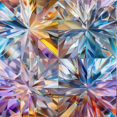 Square Iridescent Cut Diamond 3D Glass Texture Abstract Art Gloss Transparent Gem