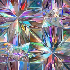 Square Iridescent Cut Diamond 3D Glass Texture Abstract Art Gloss Transparent Gem