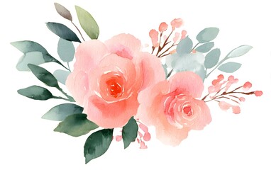 Watercolor floral clipart, white background, soft blue and beige flowers, pale yellow accents, loose brush strokes,