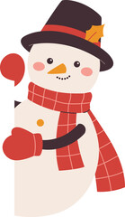 Christmas Snowman Peeking

