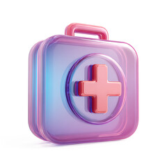 3D Red cross medical icon on transparent background for emergency or health-related design.