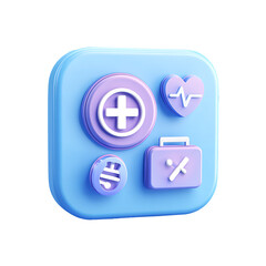 3D Red cross medical icon on transparent background for emergency or health-related design.