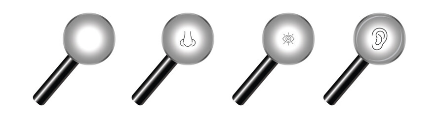 Search icon vector. Magnifying glass with Transparent Background. Magnifier, big tool instrument. Magnifier loupe search. Business Analysis symbol
