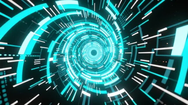 Hyperdrive Warp Speed Effect in Abstract Cyber Tunnel