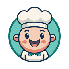Adorable cartoon chef character logo with big smile vector