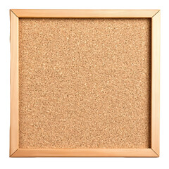 Fototapeta premium A simple square cork notice board with a light wooden frame isolated on transparent background