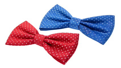 Red and blue polka dot bow ties fashion accessories on transparent background