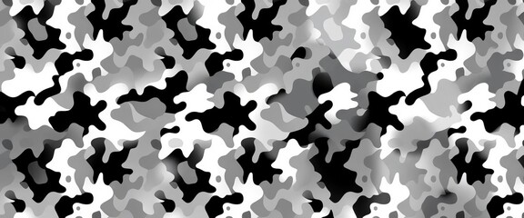 Abstract military camouflage pattern in black, white, and gray tones  A seamless vector illustration,  repeat,  stealth