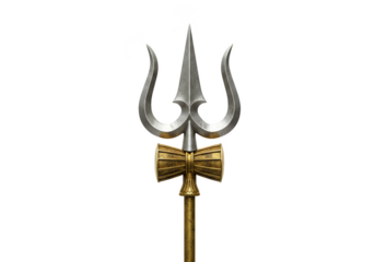 Isolated Metallic Trident Illustration Divine Power Mythology Symbol