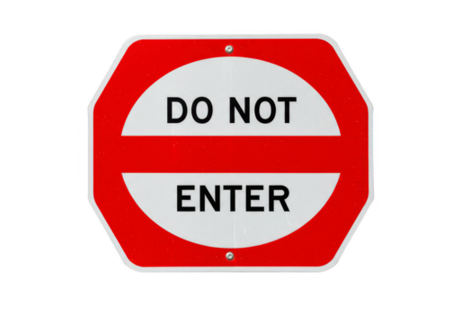 Isolated Octagon Do Not Enter Signage with Bold Red and White Text