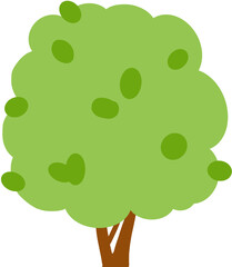 초록 잎을 가진 나무 일러스트. 귀엽고 단순한 나무 일러스트