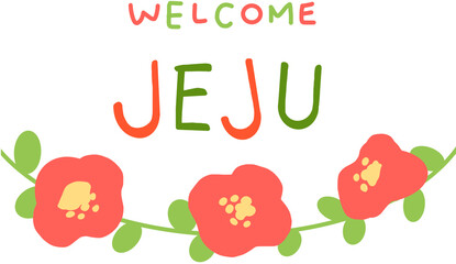 제주도 동백 환영 가랜드 일러스트