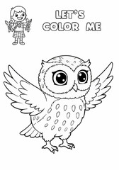 Fototapeta premium Children's coloring pictures of an owl