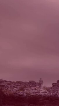 Digital composition of thunder effect over cross against clouds in the sky