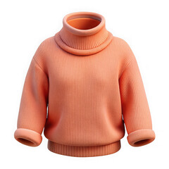 Cozy knitted peach turtleneck sweater isolated on a transparent background image