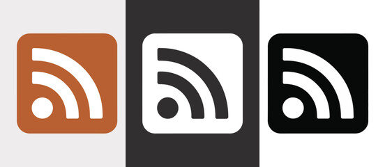 Flat RSS Icon in Three Colors