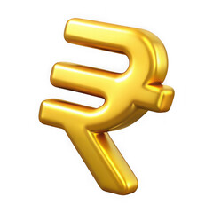 Gleaming Golden Rupee Currency Symbol isolated on a transparent background golden rupee symbol