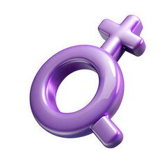 Glossy lavender female gender symbol 3d illustration isolated on a transparent background female symbol