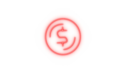 Abstract Red Glowing Dollar Coin Symbol;  Financial Technology Concept;  Modern Minimalist Design.