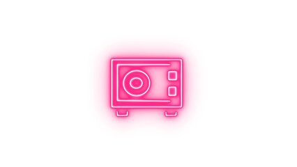 Pink Neon Safe Icon: Modern, Minimalist, Security Concept Graphic