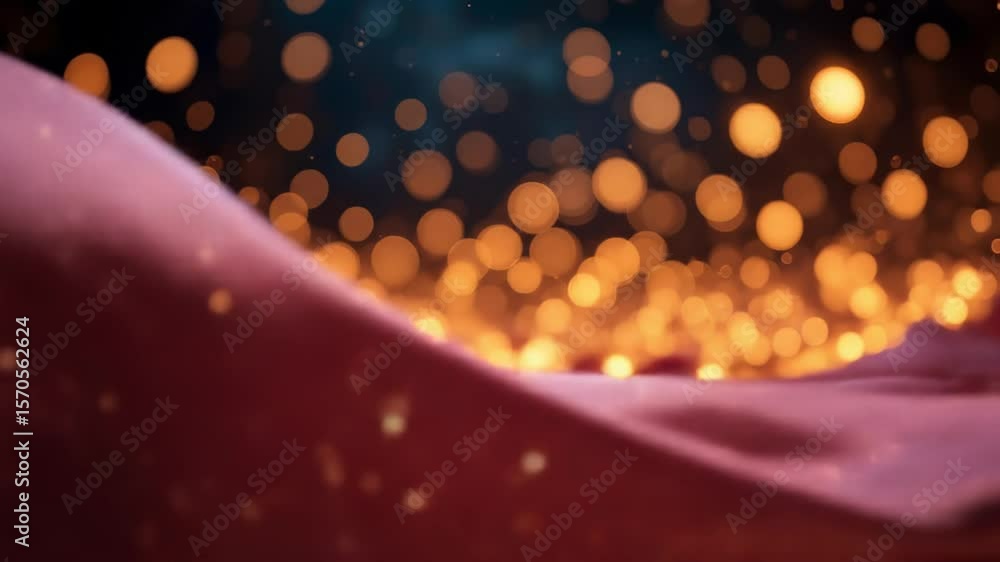 Aufkleber abstract pink surface with bokeh lights floating in a dark background video