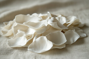 A delicate pile of ivory porcelain flower petals captures the serene beauty of Arran's natural artistry and elegant design.
