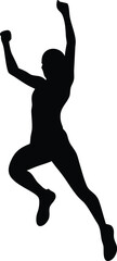 Jumping Woman Silhouette Vector | Energetic Female Clipart in Action Pose