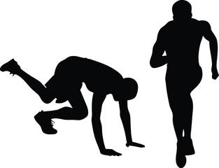 Sprinter Silhouette Vector Set | Running Athlete Clipart in Motion Poses