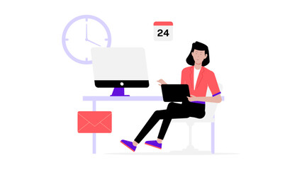 remote workers planning weekly sprint goals flat vector illustration