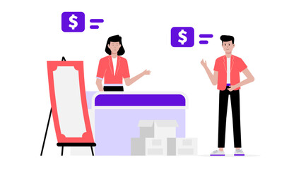 business owner planning outreach program flat vector illustration