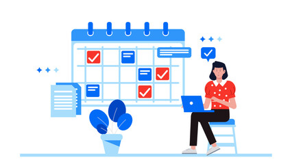 remote workers planning weekly sprint goals flat vector illustration