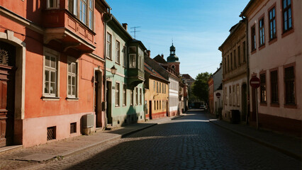 Obraz premium Narrow, historic streets wind through the old towns of European cities like Gdansk and Tallinn, showcasing ancient architecture and medieval buildings