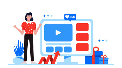 sales team presenting online product demo to potential leads flat vector illustration